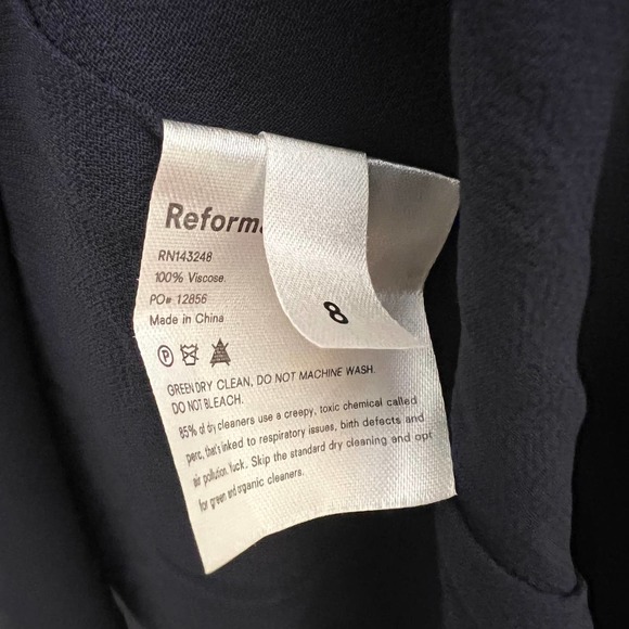 Reformation Ingrid Dress Navy Blue Size 8 - Picture 9 of 10